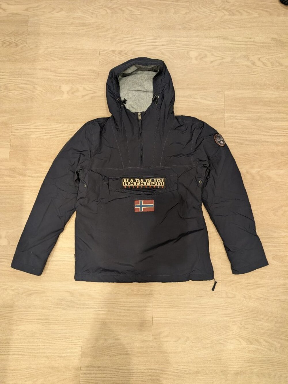 Napapijri Half Zip Pullover Jacket Size M | Navy Blue Fleece Lined Gorpcore